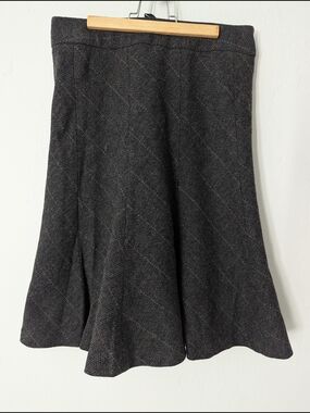 H&M Wool Blend Dark Gray Plaid A-Line Skirt